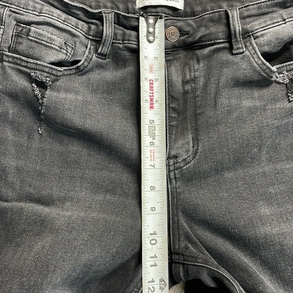 Flying Monkey Black/Grey Distressed High Rise Cropped Straight Leg Jeans size 31 - Picture 5 of 14